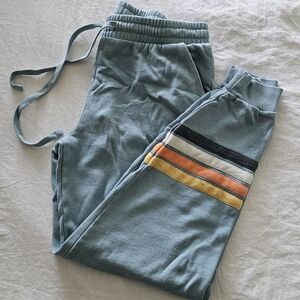 O'Neill Blue and Black Track Pants with Retro Stripes